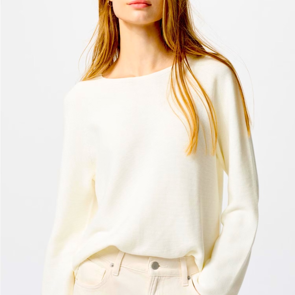 3D KNIT COTTON CREW NECK SWEATER, Small